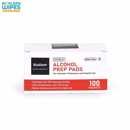 Biokleen Wholesale 100PCS/Box Disposable 6*3cm Alcohol Pad for Care, Alcohol Pred Pad