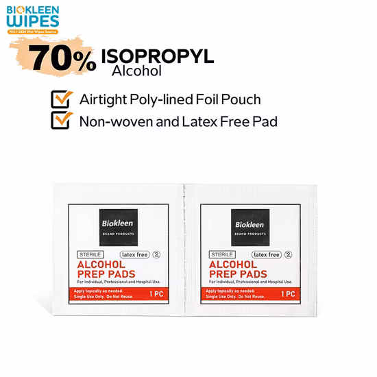 Biokleen Wholesale 100PCS/Box Disposable 6*3cm Alcohol Pad for Care, Alcohol Pred Pad