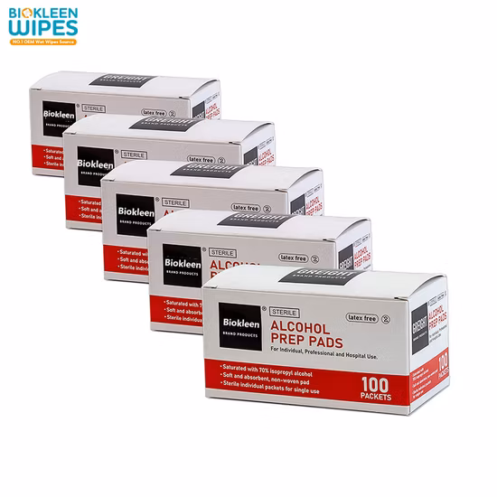 Biokleen Wholesale 100PCS/Box Disposable 6*3cm Alcohol Pad for Care, Alcohol Pred Pad