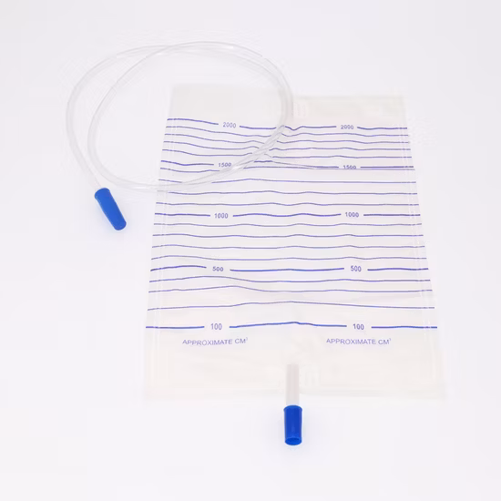 Borsa per raccolta medica economica usa e getta con valvola a spinta da 2000 ml