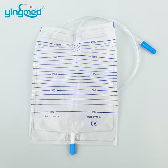 2000ml T Valve Pull Push Valve Sacca di drenaggio urinario di lusso economico Sacca di raccolta delle urine Sacca per urina usa e getta